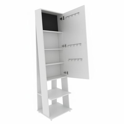 Espelho De Chão Retangular 175X49Cm Com 2 Prateleiras Organizador Porta Acessórios Inclinado Retrô