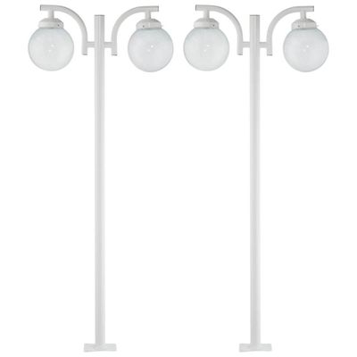 Kit 2 Postes de Iluminação Externa para Praça Jardim Branco 2m Alumínio E27 Global Dital