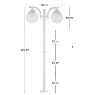 Kit 2 Postes de Iluminação Externa para Praça Jardim Branco 2m Alumínio E27 Global Dital