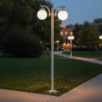 Kit 2 Postes de Iluminação Externa para Praça Jardim Branco 2m Alumínio E27 Global Dital