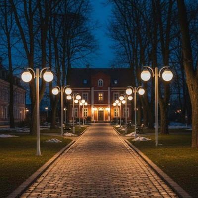 Kit 2 Postes de Iluminação Externa para Praça Jardim Branco 2m Alumínio E27 Global Dital