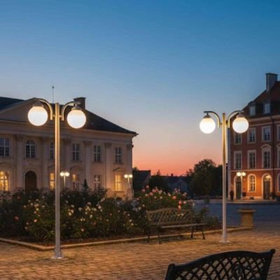 Kit 2 Postes de Iluminação Externa para Praça Jardim Branco 2m Alumínio E27 Global Dital