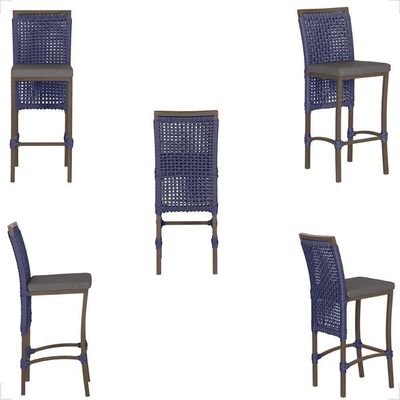 Mesa Bistro E 2 Banquetas Roma Marrom Corda Náutica 11 Azul