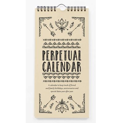 Calendário Perpétuo Rústico Flecha Tribal, Enfeite de Parede de Aniversário e Eventos, Livro/Organizador e Cartão-Presente - Inkdotpot 27,94 Cm × 13,72 Cm / Bege