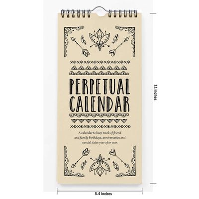 Calendário Perpétuo Rústico Flecha Tribal, Enfeite de Parede de Aniversário e Eventos, Livro/Organizador e Cartão-Presente - Inkdotpot 27,94 Cm × 13,72 Cm / Bege