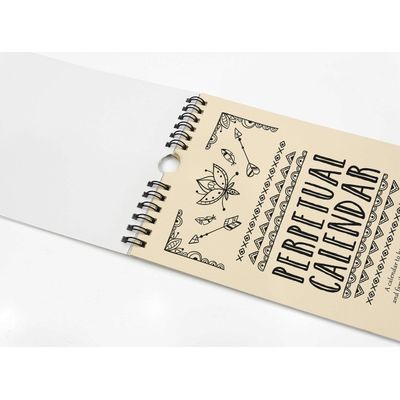 Calendário Perpétuo Rústico Flecha Tribal, Enfeite de Parede de Aniversário e Eventos, Livro/Organizador e Cartão-Presente - Inkdotpot 27,94 Cm × 13,72 Cm / Bege