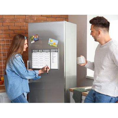 Planejador Semanal Magnético de Refeições 18x25 cm com Lista de Compras Destacável para Geladeira, Cozinha e Casa - 54 Folhas - Inkdotpot 17,78 Cm × 25,4 Cm / Cinza