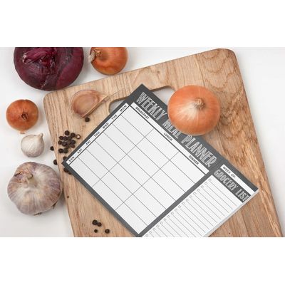 Planejador Semanal Magnético de Refeições 18x25 cm com Lista de Compras Destacável para Geladeira, Cozinha e Casa - 54 Folhas - Inkdotpot 17,78 Cm × 25,4 Cm / Cinza