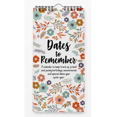 Calendário Perpétuo Floral Rústico de Parede, Lembrete de Aniversários e Eventos, Caderno/Agenda/Organizador com Cartão - Inkdotpot 27,94 Cm × 13,72 Cm / Multicolorido