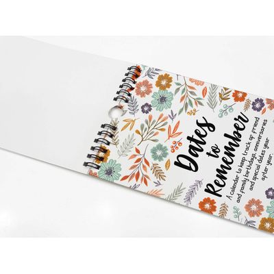 Calendário Perpétuo Floral Rústico de Parede, Lembrete de Aniversários e Eventos, Caderno/Agenda/Organizador com Cartão - Inkdotpot 27,94 Cm × 13,72 Cm / Multicolorido