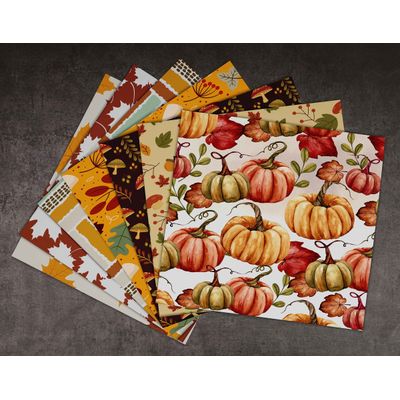 Bloco de 25 Folhas Texturizadas Tema Outono, Lado Único, Papel Cartão Colorido para Scrapbook, DIY, Cartões e Diário - Inkdotpot 15,24 Cm × 15,24 Cm / Multicolorido