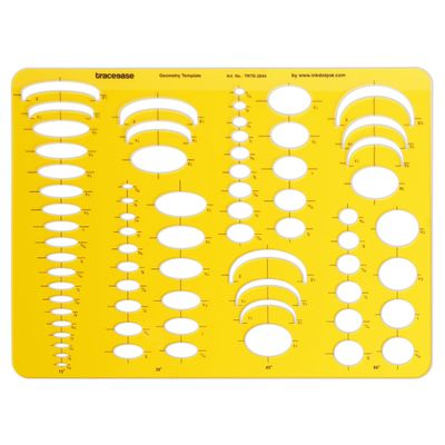 Traceease Molde Geométrico Elipse e Esferas - Estêncil de Desenho para Engenharia, Layout, Guia e Réguas para Padrões - IBA Crafts Amarelo