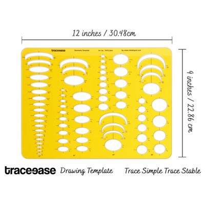 Traceease Molde Geométrico Elipse e Esferas - Estêncil de Desenho para Engenharia, Layout, Guia e Réguas para Padrões - IBA Crafts Amarelo