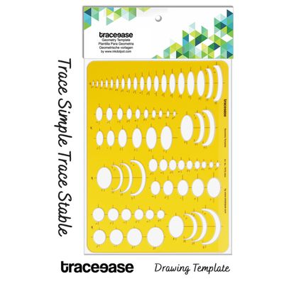 Traceease Molde Geométrico Elipse e Esferas - Estêncil de Desenho para Engenharia, Layout, Guia e Réguas para Padrões - IBA Crafts Amarelo
