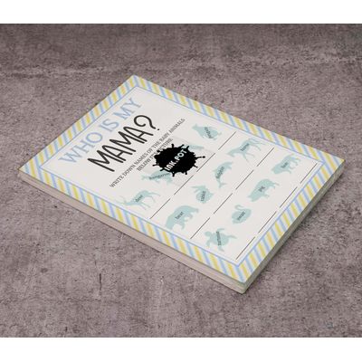 Pacote com 50 - Kit Chá de Bebê Menino: Quem É Minha Mamãe? Jogos, Atividades, Decorações, Itens Festa Tema Little Man - Inkdotpot 12,7 Cm × 17,78 Cm / Branco