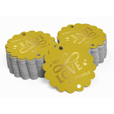 Etiquetas de Papel Metalizado Pendentes para Lembrancinhas de Casamento 'Deixe o Amor Brilhar' - Inkdotpot 50 Etiquetas Metalizadas / Dourado - Prata