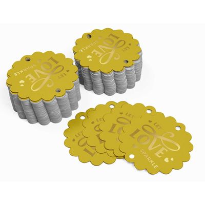 Etiquetas de Papel Metalizado Pendentes para Lembrancinhas de Casamento 'Deixe o Amor Brilhar' - Inkdotpot 50 Etiquetas Metalizadas / Dourado - Prata