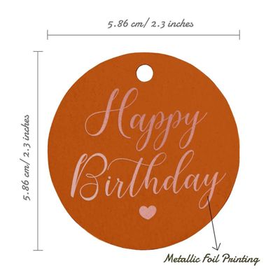 Etiqueta para Garrafa Feliz Aniversário Metalizada para Lembrancinhas - Inkdotpot 100 Etiquetas Metalizadas / Laranja - Ouro Rosé