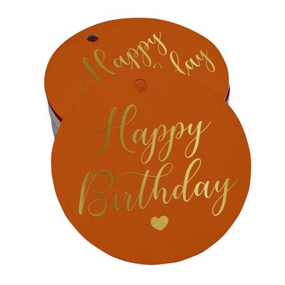 Etiqueta para Garrafa Feliz Aniversário Metalizada para Lembrancinhas - Inkdotpot 100 Etiquetas Metalizadas / Laranja - Ouro Rosé