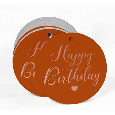 Etiqueta para Garrafa Feliz Aniversário Metalizada para Lembrancinhas - Inkdotpot 100 Etiquetas Metalizadas / Laranja - Ouro Rosé