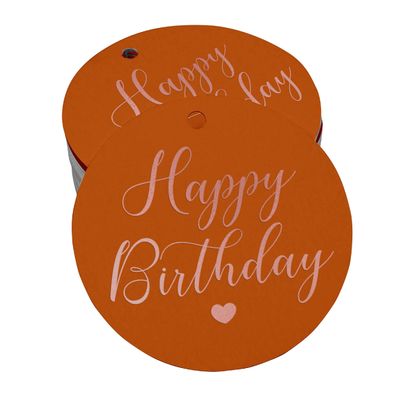 Etiqueta para Garrafa Feliz Aniversário Metalizada para Lembrancinhas - Inkdotpot 100 Etiquetas Metalizadas / Laranja - Ouro Rosé