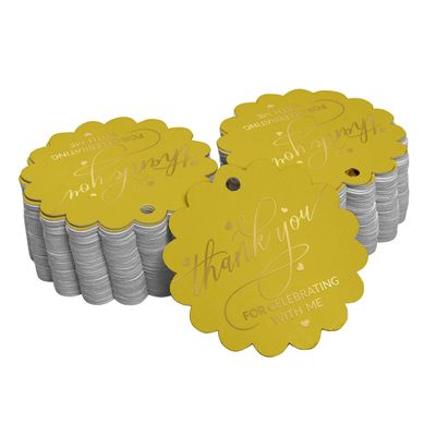 Etiquetas Pendentes de Papel Metalizado 'Obrigado por Celebrar Comigo' para Lembrancinhas de Aniversário - Inkdotpot 100 Etiquetas Metalizadas / Dourado - Prata