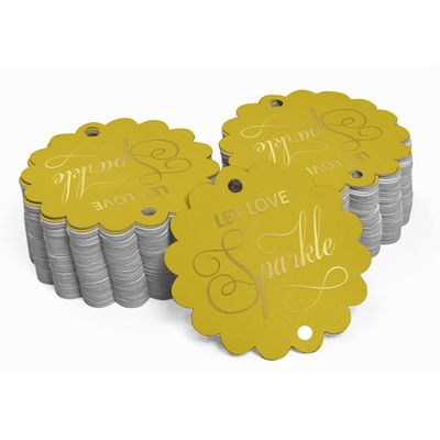 Etiquetas Pendentes de Papel Metalizado 'Let Love Sparkle' para Lembrancinhas de Casamento - Inkdotpot 100 Etiquetas Metalizadas / Amarelo - Ouro Rosé
