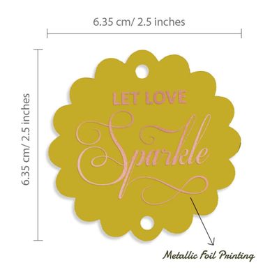 Etiquetas Pendentes de Papel Metalizado 'Let Love Sparkle' para Lembrancinhas de Casamento - Inkdotpot 100 Etiquetas Metalizadas / Amarelo - Ouro Rosé