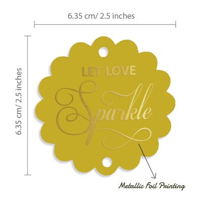 Etiquetas Pendentes de Papel Metalizado 'Let Love Sparkle' para Lembrancinhas de Casamento - Inkdotpot 100 Etiquetas Metalizadas / Amarelo - Ouro Rosé