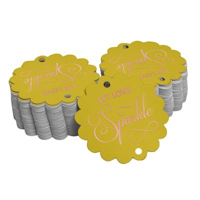 Etiquetas Pendentes de Papel Metalizado 'Let Love Sparkle' para Lembrancinhas de Casamento - Inkdotpot 100 Etiquetas Metalizadas / Amarelo - Ouro Rosé