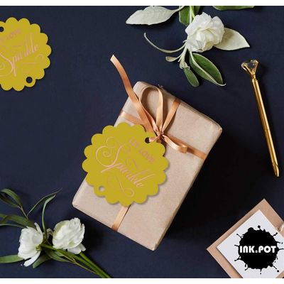 Etiquetas Pendentes de Papel Metalizado 'Let Love Sparkle' para Lembrancinhas de Casamento - Inkdotpot 100 Etiquetas Metalizadas / Amarelo - Ouro Rosé