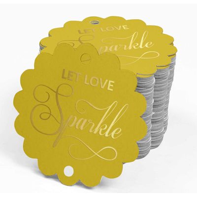 Etiquetas Pendentes de Papel Metalizado 'Let Love Sparkle' para Lembrancinhas de Casamento - Inkdotpot 100 Etiquetas Metalizadas / Amarelo - Ouro Rosé