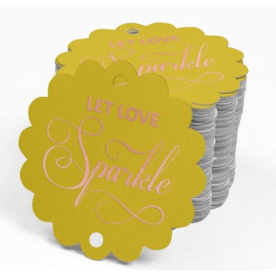 Etiquetas Pendentes de Papel Metalizado 'Let Love Sparkle' para Lembrancinhas de Casamento - Inkdotpot 100 Etiquetas Metalizadas / Amarelo - Ouro Rosé