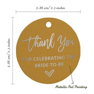 Etiqueta de Papel Metalizado para Pendurar 'Obrigado por Celebrar a Futura Noiva' para Lembrancinha de Chá de Noiva - Inkdotpot 100 Etiquetas Metalizadas / Dourado - Prata