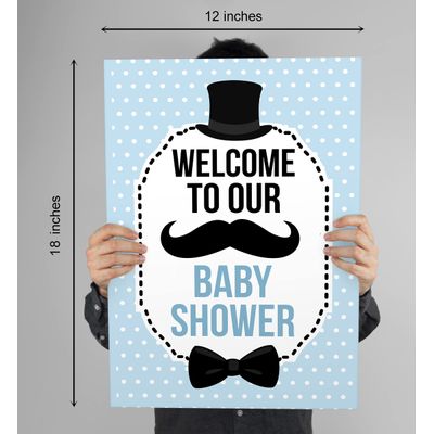 Menino, Coleção para Chá de Bebê, Placa de Boas-Vindas para Chá de Bebê, Tema Little Man, Pacote com 1 - 46 x 30 cm - Inkdotpot 45,72 Cm × 30,48 Cm / Branco