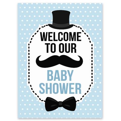 Menino, Coleção para Chá de Bebê, Placa de Boas-Vindas para Chá de Bebê, Tema Little Man, Pacote com 1 - 46 x 30 cm - Inkdotpot 45,72 Cm × 30,48 Cm / Branco