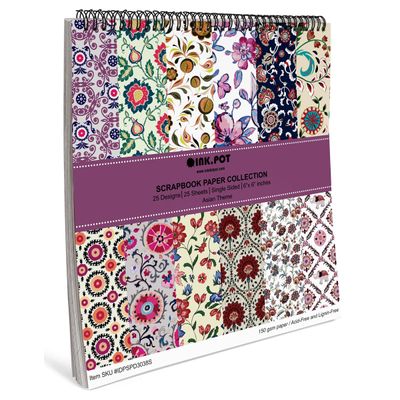25 Folhas Papel para Scrapbook Asiático - Lado Único, Papel Cartão Colorido para Scrapbooking, DIY, Cartões e Diário - Inkdotpot 15,24 Cm × 15,24 Cm / Multicolorido