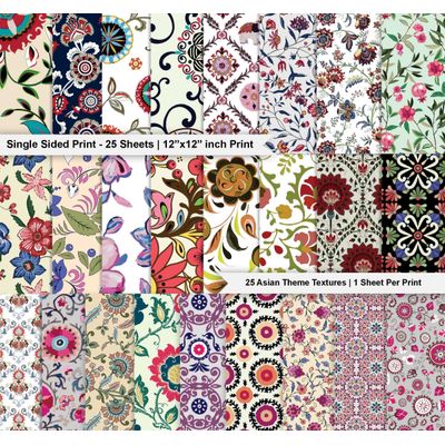 25 Folhas Papel para Scrapbook Asiático - Lado Único, Papel Cartão Colorido para Scrapbooking, DIY, Cartões e Diário - Inkdotpot 15,24 Cm × 15,24 Cm / Multicolorido