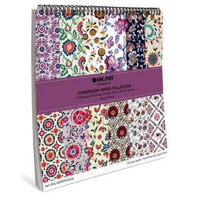 25 Folhas Papel para Scrapbook Asiático - Lado Único, Papel Cartão Colorido para Scrapbooking, DIY, Cartões e Diário - Inkdotpot 15,24 Cm × 15,24 Cm / Multicolorido