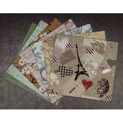 25 Folhas Bloco de Papel Scrapbook Texturizado Tema Vintage Retrô, Lado Único, Cartão Colorido para Scrapbooking e Cartões - Inkdotpot 15,24 Cm × 15,24 Cm / Multicolorido