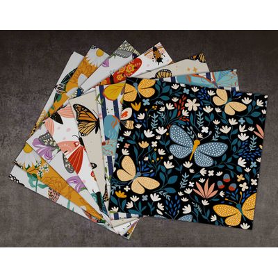 25 Folhas Estampadas de Borboletas para Scrapbook, Papel Lado Único, Cartão Colorido, Fundo Decorativo para Diário e Artesanato - Inkdotpot 15,24 Cm × 15,24 Cm / Multicolorido