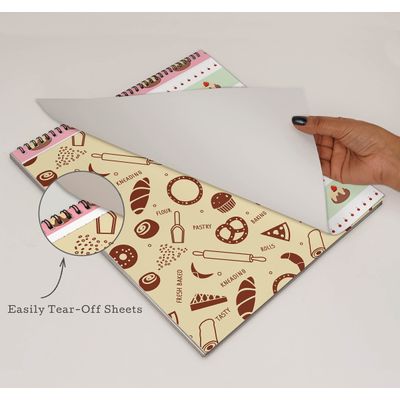 Bloco de Papel para Scrapbook Tema Padaria, 25 Folhas, Lado Único, Papel Cartão Colorido, Fundo Decorativo para Cartões e Diário - Inkdotpot 30,48 Cm × 30,48 Cm / Multicolorido