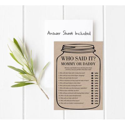 Kit com 50 Peças Jogo ABC Alfabeto para Chá de Bebê Unissex Mason Jar Rústico Kraft Suprimentos para Festa - Inkdotpot 12,7 Cm × 17,78 Cm / Marrom - Quem Disse Isso: Mamãe ou Papai?