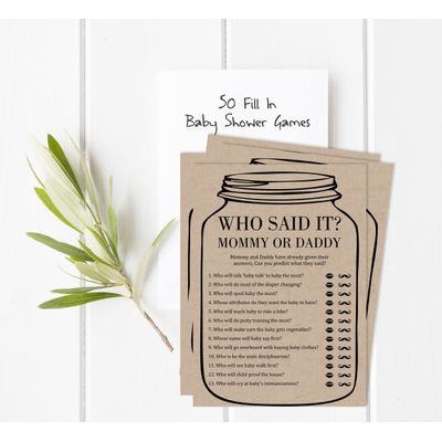 Kit com 50 Peças Jogo ABC Alfabeto para Chá de Bebê Unissex Mason Jar Rústico Kraft Suprimentos para Festa - Inkdotpot 12,7 Cm × 17,78 Cm / Marrom - Quem Disse Isso: Mamãe ou Papai?
