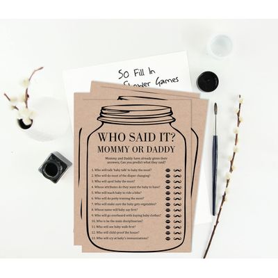 Kit com 50 Peças Jogo ABC Alfabeto para Chá de Bebê Unissex Mason Jar Rústico Kraft Suprimentos para Festa - Inkdotpot 12,7 Cm × 17,78 Cm / Marrom - Quem Disse Isso: Mamãe ou Papai?