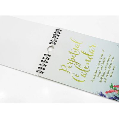 Calendário Perpétuo Aquático Rústico em Folha Dourada, Lembrete de Aniversário e Evento, Livro/Agenda/Org., Enfeite de Parede - Inkdotpot 27,94 Cm × 13,72 Cm / Azul