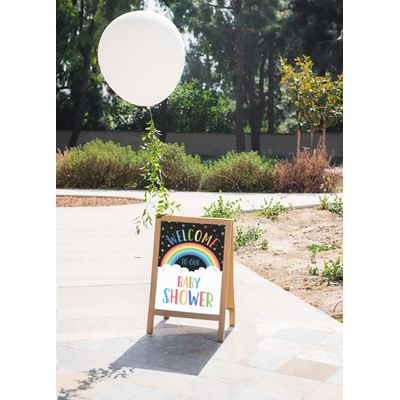 Placa de Boas-Vindas para Chá de Bebê, Coleção Festa Menino e Menina, Tema Arco-Íris, Pacote com 1 Unidade, 46 x 30 cm - Inkdotpot 45,72 Cm × 30,48 Cm / Branco