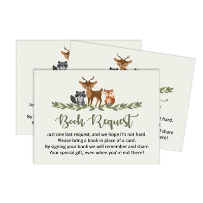 30 Cartões para Chá de Bebê, Animais da Selva, Neutros, para Preencher - Inkdotpot 10,16 Cm × 7,62 Cm / Verde - Livro pro Bebê