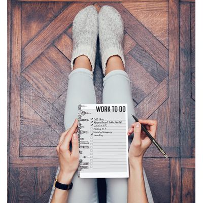 Bloco de Planejamento Diário e Lista, Sem Data, Destacável, 11,5 x 19 cm (50 Folhas) Organizador/Agendador de Tarefas e Listas - Inkdotpot 19,05 Cm × 11,43 Cm / Cinza