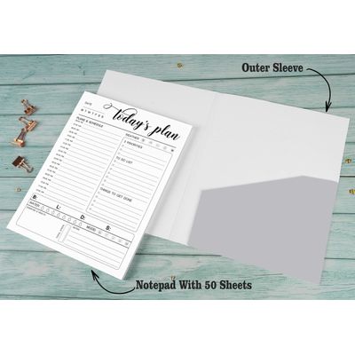 Planner Diário com Agenda Horária, 50 Folhas sem Data, Bloco Destacável com Rastreador, Prioridades, Metas e Lista - Inkdotpot 21,59 Cm × 27,94 Cm / Branco
